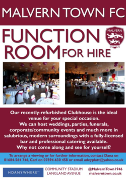 Malvern Town Football Club Function Room -