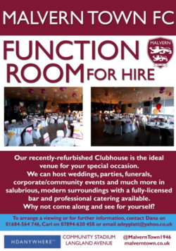 Malvern Town Football Club Function Room - 